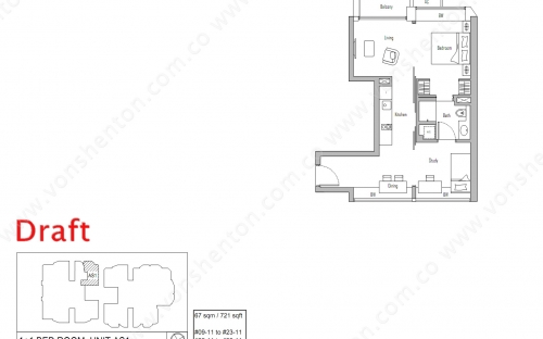 V On Shenton Condominium Type AS1 - 1 Bedroom + Study