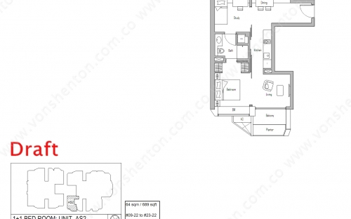V On Shenton Condominium Type AS2 - 1 Bedroom + Study